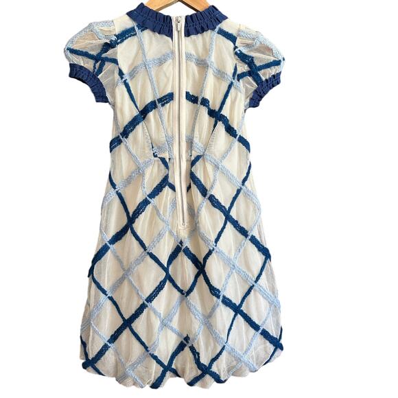 MI MI SOL | Cream Dress with Grosgrain Collar and Hand braided Lattice | Size 6 - Picture 2 of 12